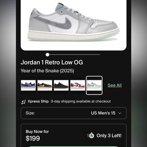 Jordan 1 Retro Low OG Gray and Silver Sneakers